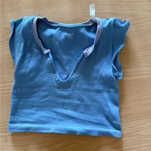 Urban Outfitters Blue Ribbed Tee